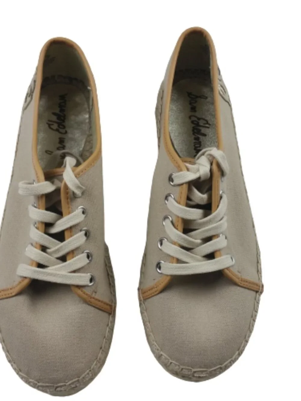 Sam Edelman Canvas Espadrille Sneakers Womens 6.5 Platform Lace Up Neutral Shoes